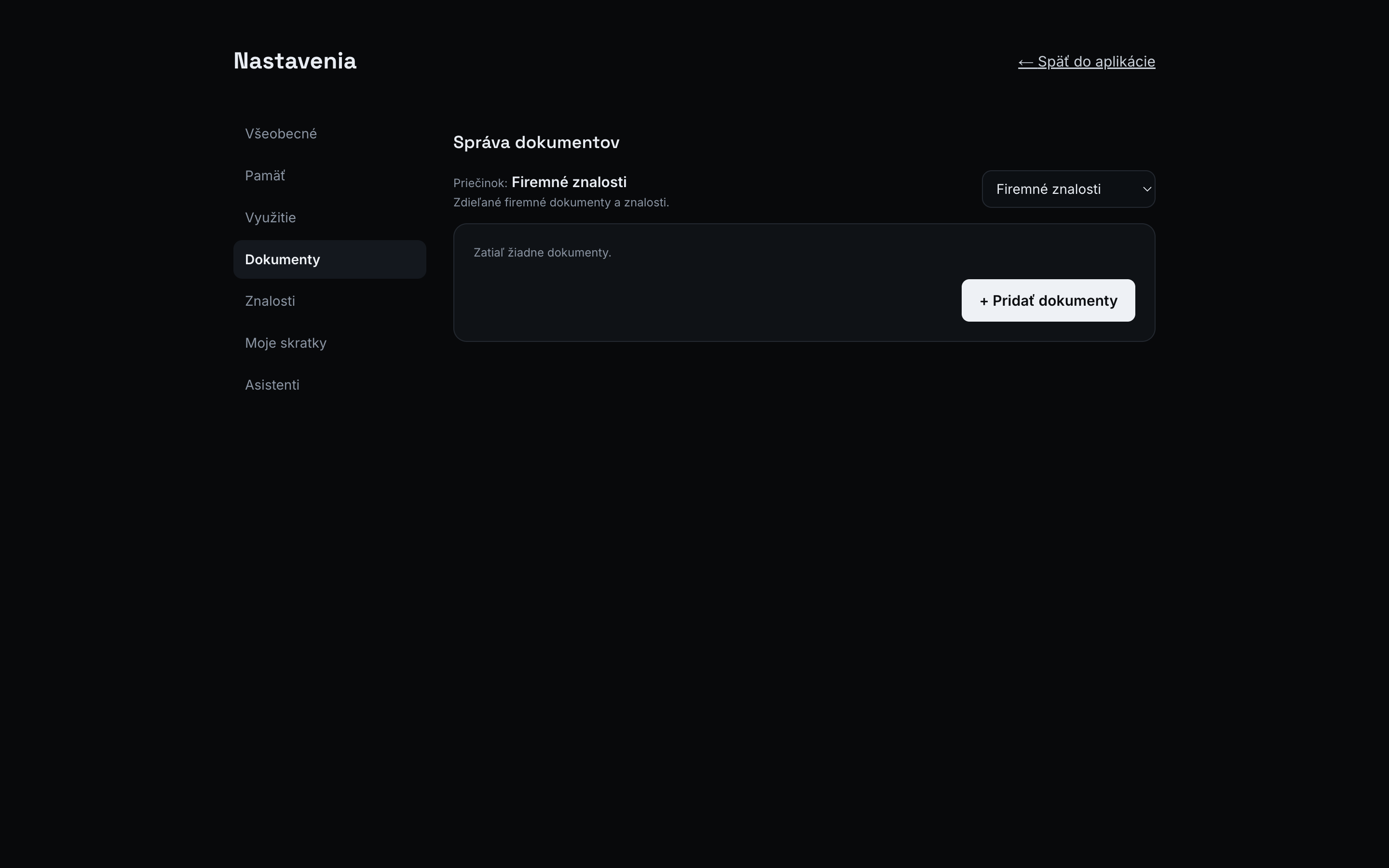 Správa dokumentov: výber priečinka a nahrávanie súborov